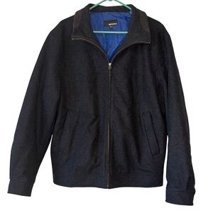 Murano Men's Dark Gray Zip-Up Wool Jacket